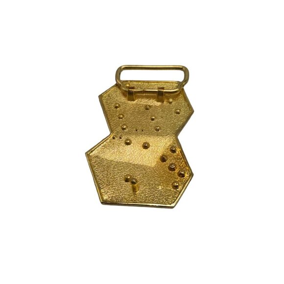 Black Rhinestone Stone Casino Pair of Dice Bling Belt Buckle Gold Tone Vintage - Picture 3 of 5